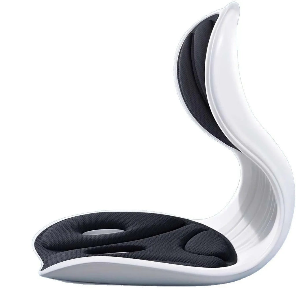 Japanese style lumbar support cushion in grey or black colours for office chair or car seat