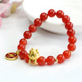 Red agate zodiac dragon bracelet with 8mm Chinese style beads for birth year symbolism