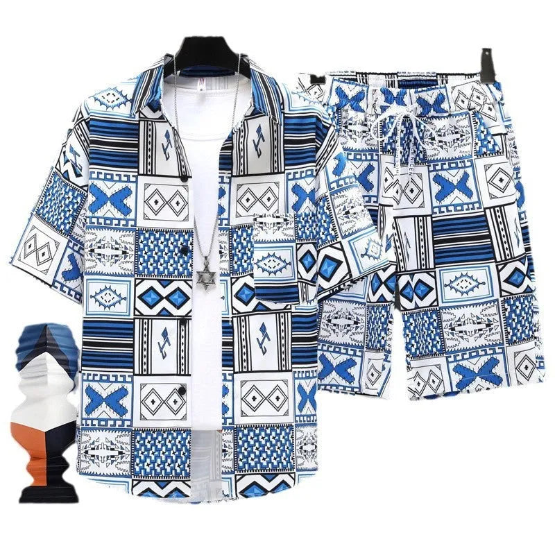 Men's casual polyester sports set with short sleeves and shorts in multiple colours.
