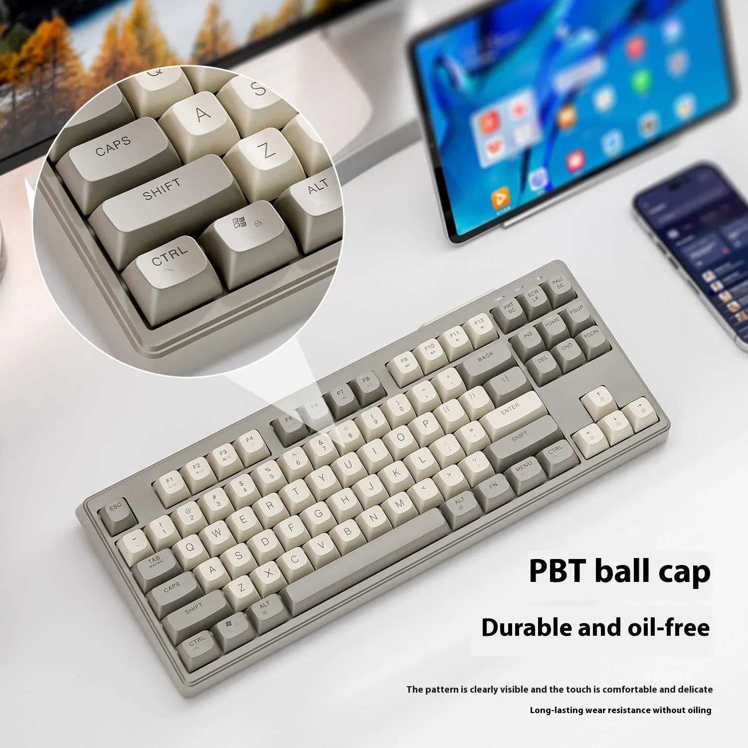 Wireless Bluetooth dual-mode mechanical keyboard in blueberry, cheese, coffee, or shimmer colour