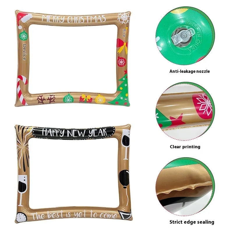 Christmas inflatable PVC photo frame for festive photography and interactive youth play