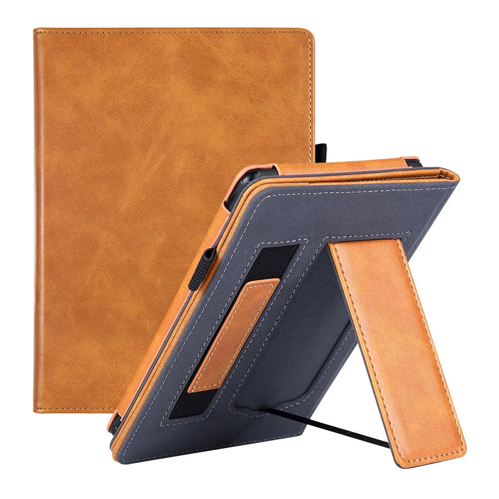 Kindle Paperwhite leather case with integrated wrist strap in a choice of colours including black calfskin.
