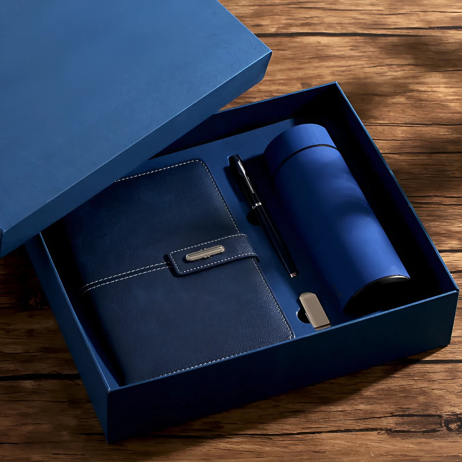 A5 notebook with PU leather cover in multiple colour options showing wood-free paper pages