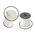 White fuel filter kit for RAM truck Cummins 6.7L diesel engine replacement.
