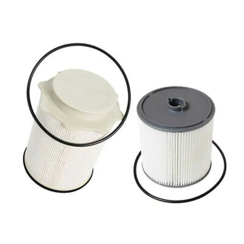 White fuel filter kit for RAM truck Cummins 6.7L diesel engine replacement.