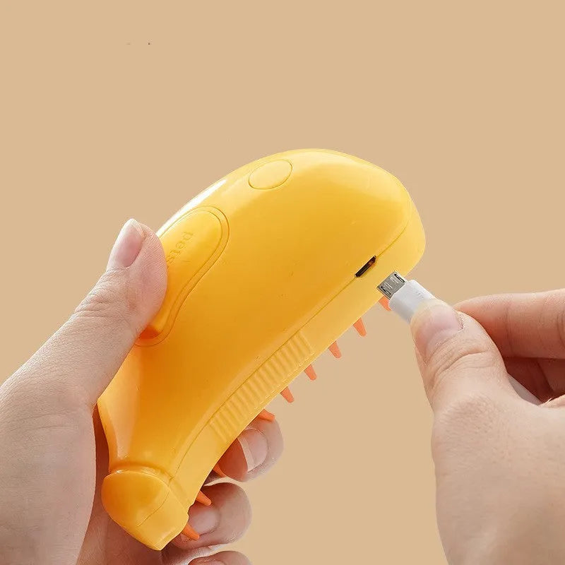 3 in 1 pet steam brush in green with comb head for cats and dogs grooming