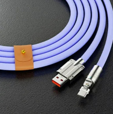 Mecha Elbow 180 Rotating Data Cable with zinc alloy connector in orange, 2m length