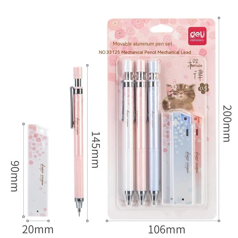 Mixed colour 0.5mm automatic pencil set with Sakura law cartoon design and HB refill boxes