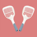 Large white plastic cat litter shovel with slotted drainage holes on a 22cm wide scoop