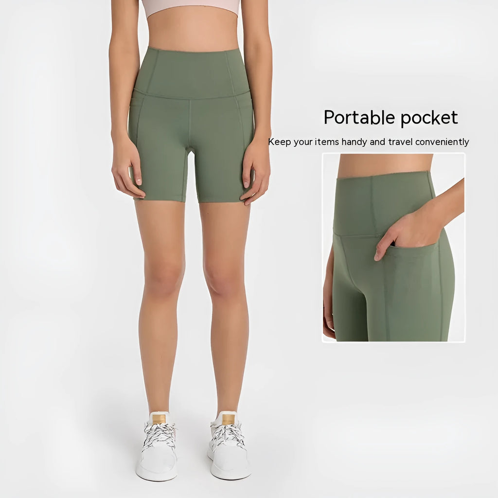 Women's black sports shorts with super stretch cotton blend fabric for running