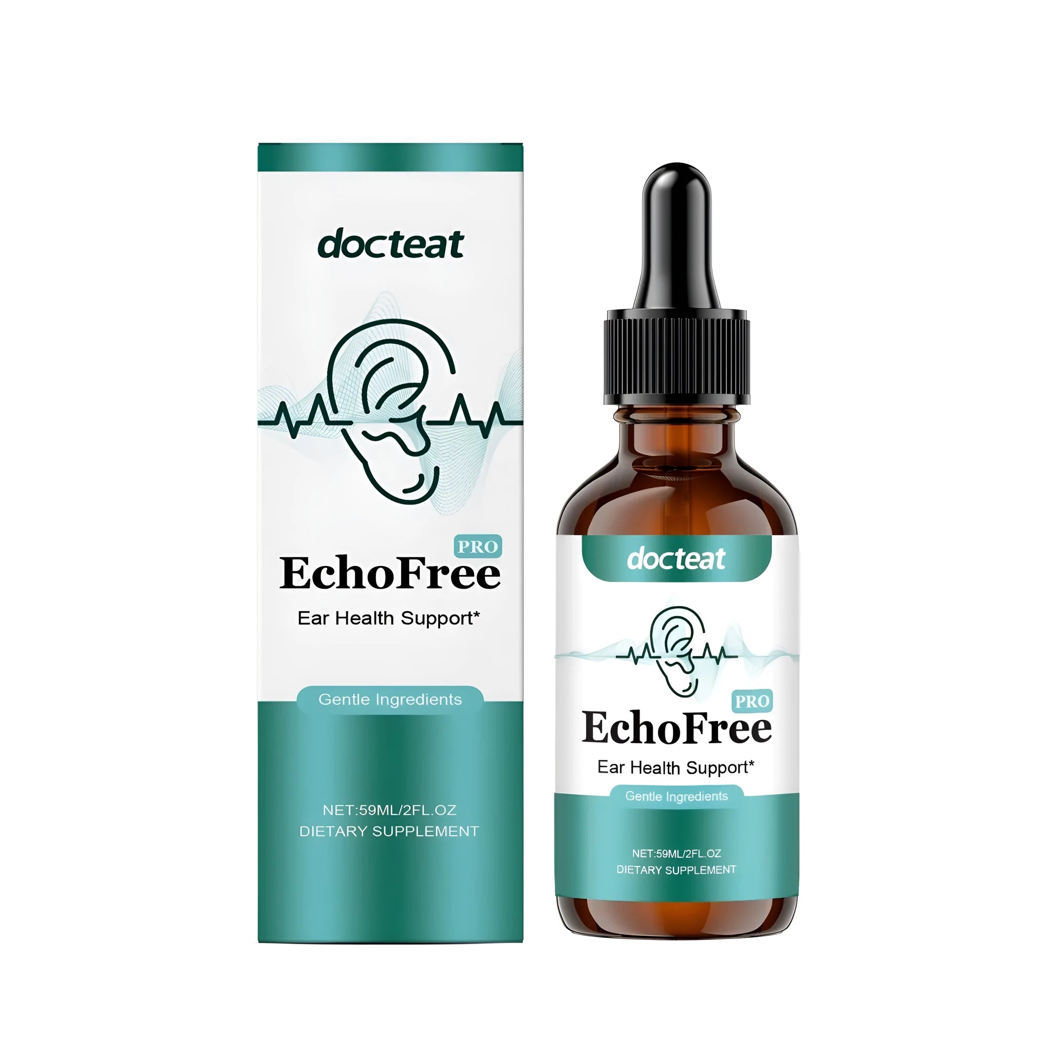60ml bottle of tinnitus relief drops with a dropper