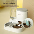Automatic cat water fountain and food bowl combo with stainless steel dish in avocado green colour
