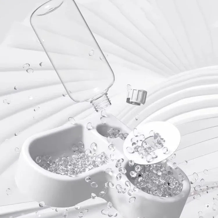 White automatic pet water fountain with flower pattern for cats and dogs