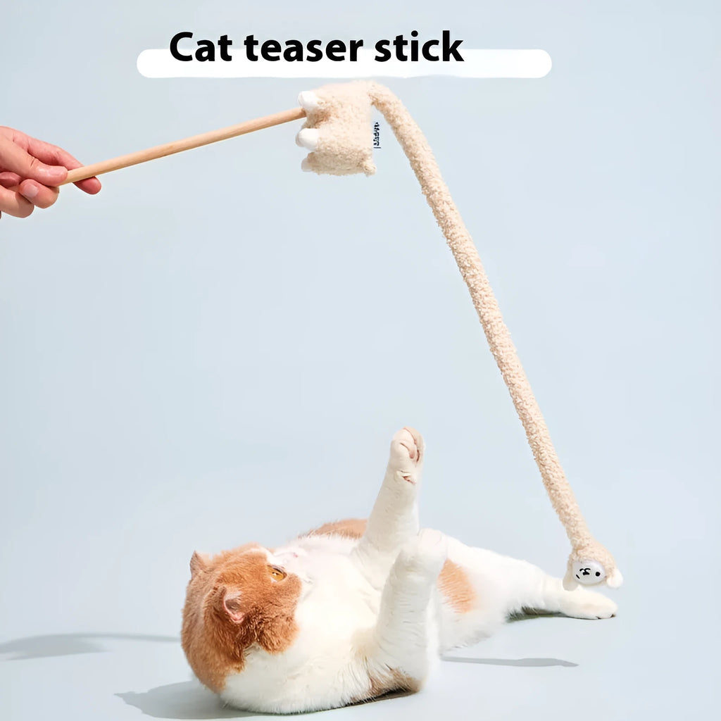 Poop Laboratory Magic Animal Cat Teaser Alpaca plush cat toy with sound feature and teasing stick