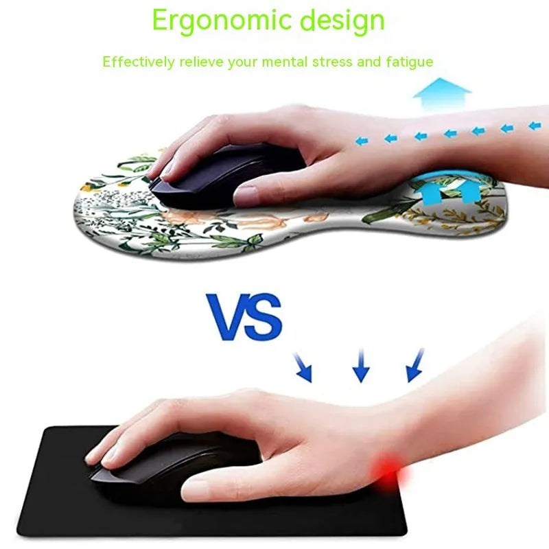 Black silicone wristband keyboard pad with rubber sole base and floral thermal transfer pattern