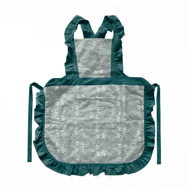 Minimalist cotton linen kitchen apron with X-strap design in solid colour