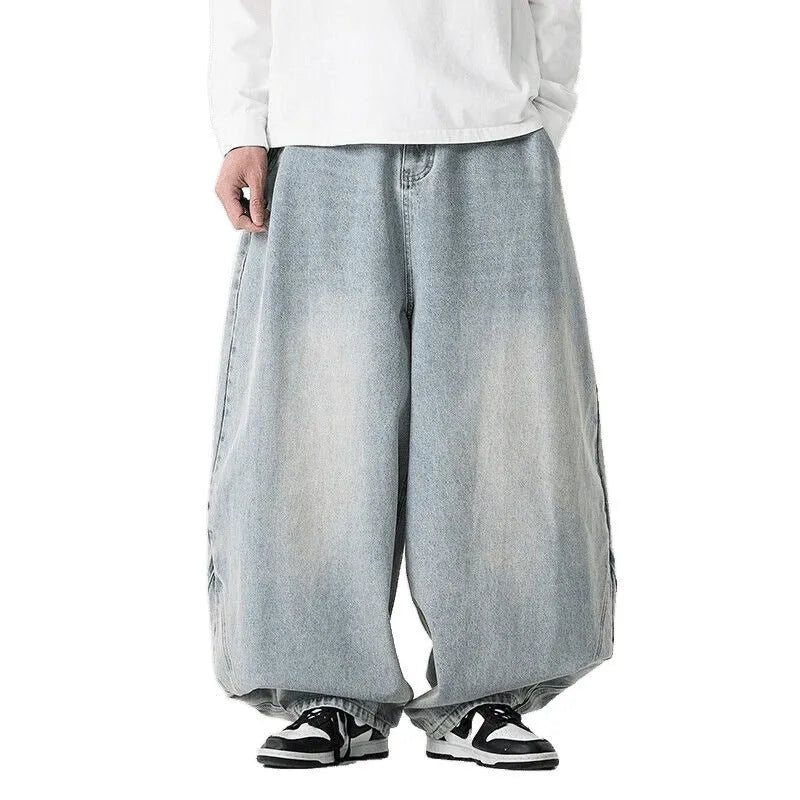 Men's plus size wide leg jeans in cotton denim available in three colours