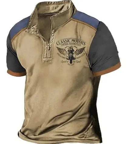Golf 3D printed polo shirt in solid colour with digital printing, loose fit pullover style