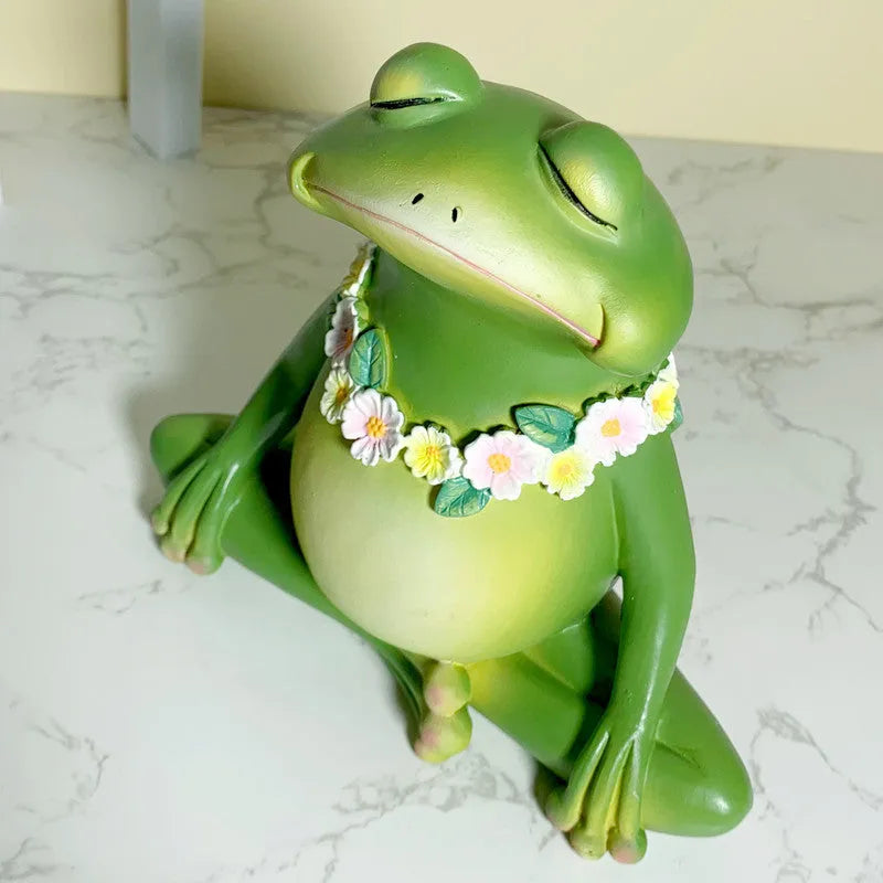European-style Magic Yoga Frog ornament in RDW123 colour for shelf or table display.