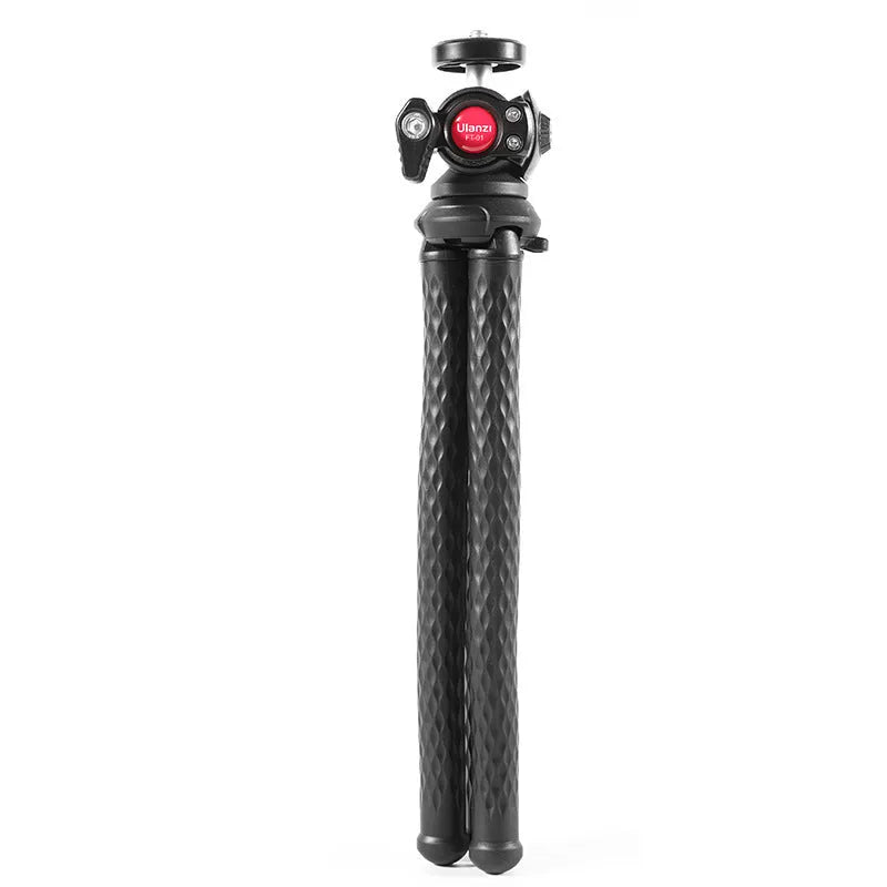 Black octopus-style flexible tripod and phone clip set on a white background.