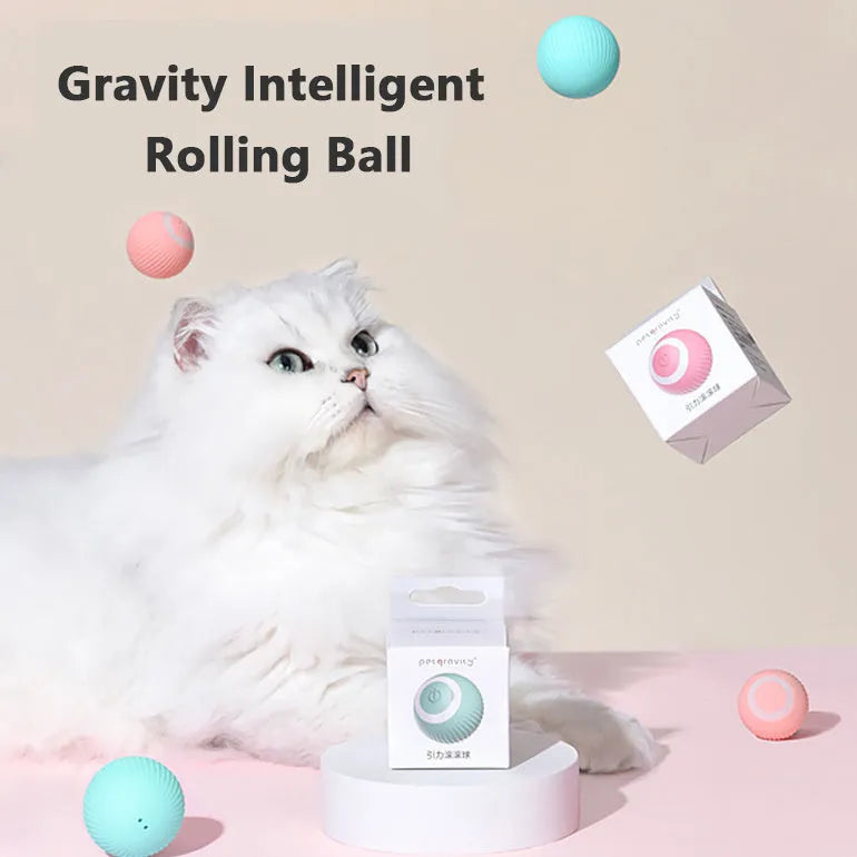Small green plastic interactive rolling ball toy for cats with intelligent obstacle avoidance technology