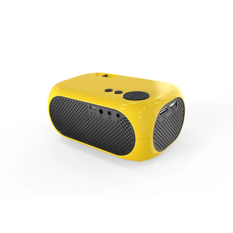 M24 micro mini portable LED projector in gold or white with power adapter and AV cable