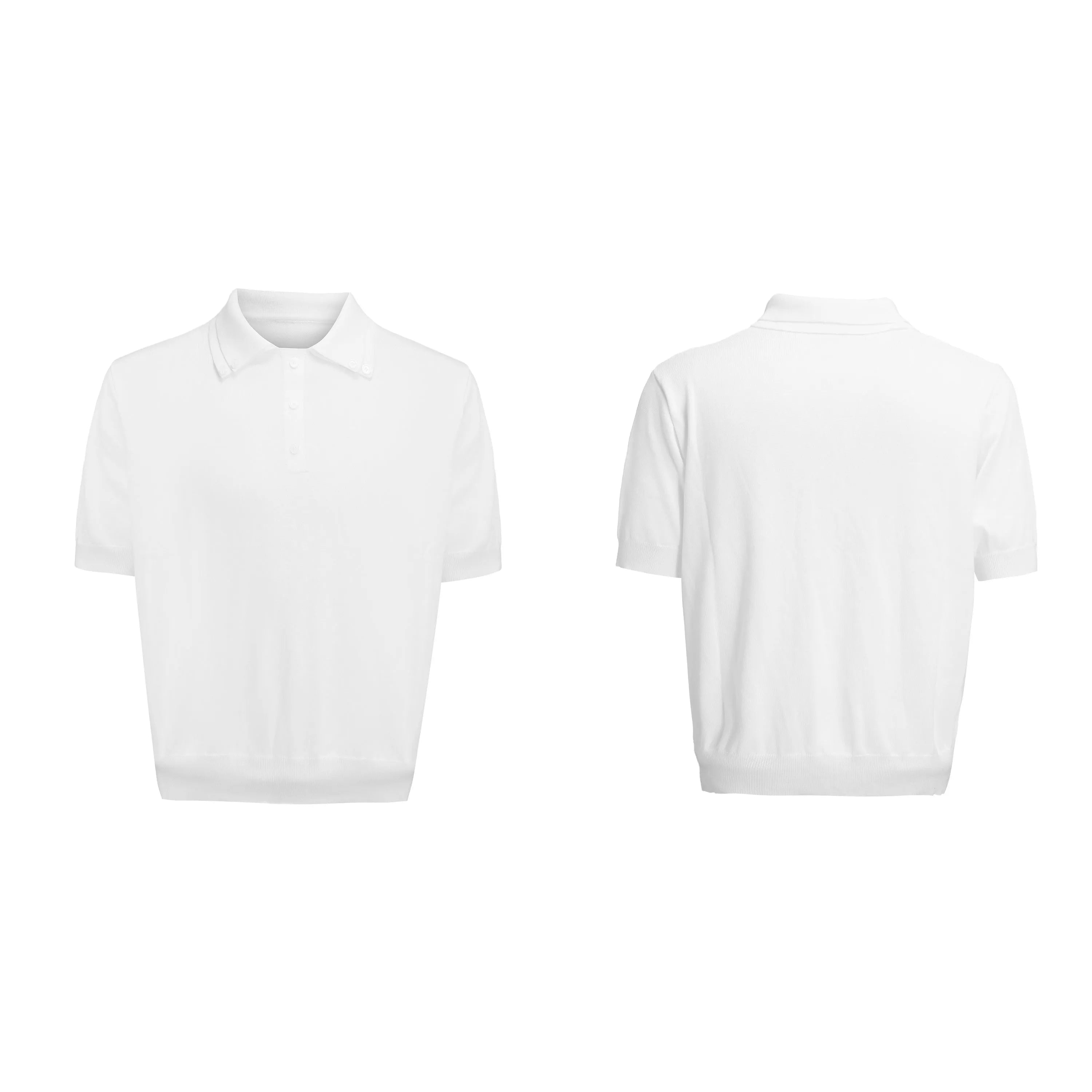 Men's loose fit short sleeve shirt with double collar lapel design in polyester knit fabric