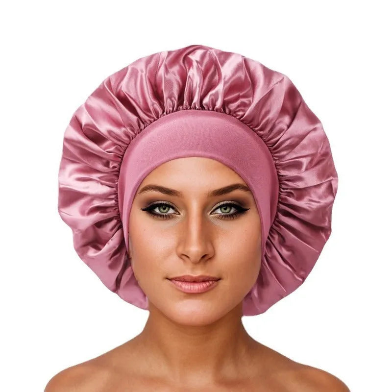 Wide-brimmed knitted tie dye polyester headscarf for women with high elastic fit, flat top, and sunshade function