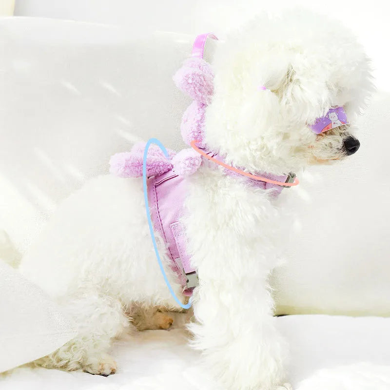 Polyester cat dog harness and leash set vest style in purple with leash for small pets 3-12 pounds