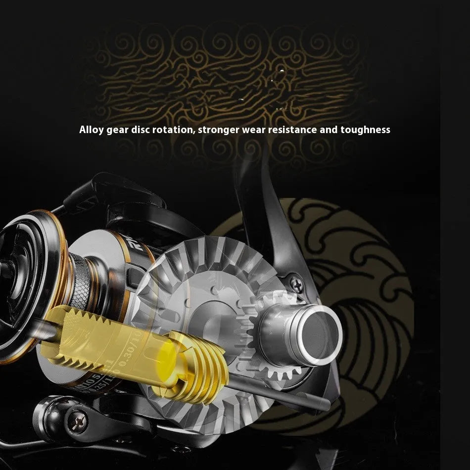 All-metal spinning fishing reel with no-gap design and EVA grip handle in six size options