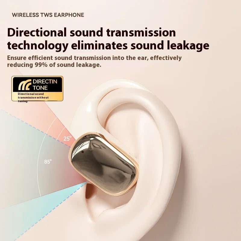 Ear-mounted wireless headphones with digital display screen in black colour