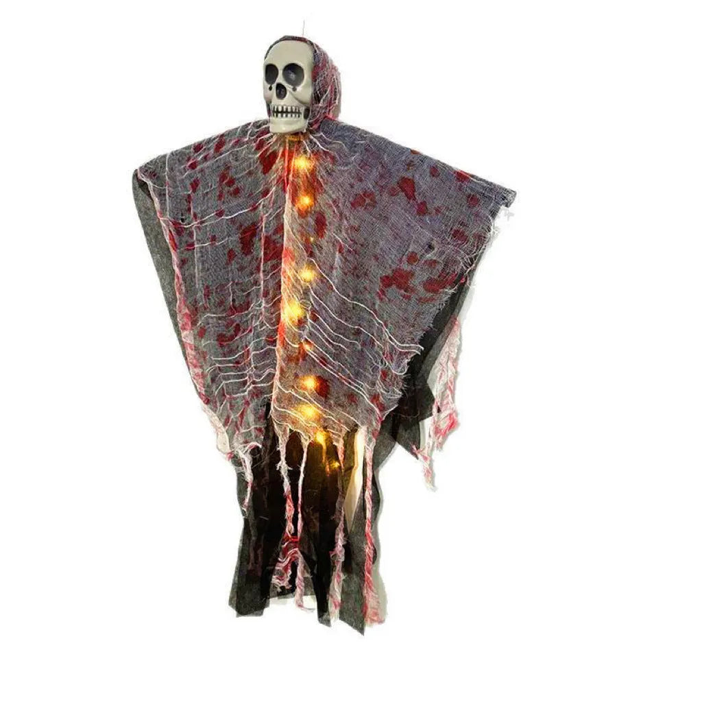 Blood-dyed luminous plastic skull ghost Halloween hanging ornament for outdoor decoration