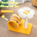 Yellow cat scratching post climbing frame with sisal board and fabric tunnel