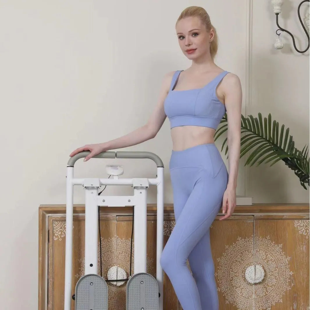 Starlight White foldable indoor treadmill and climbing machine for home fitness