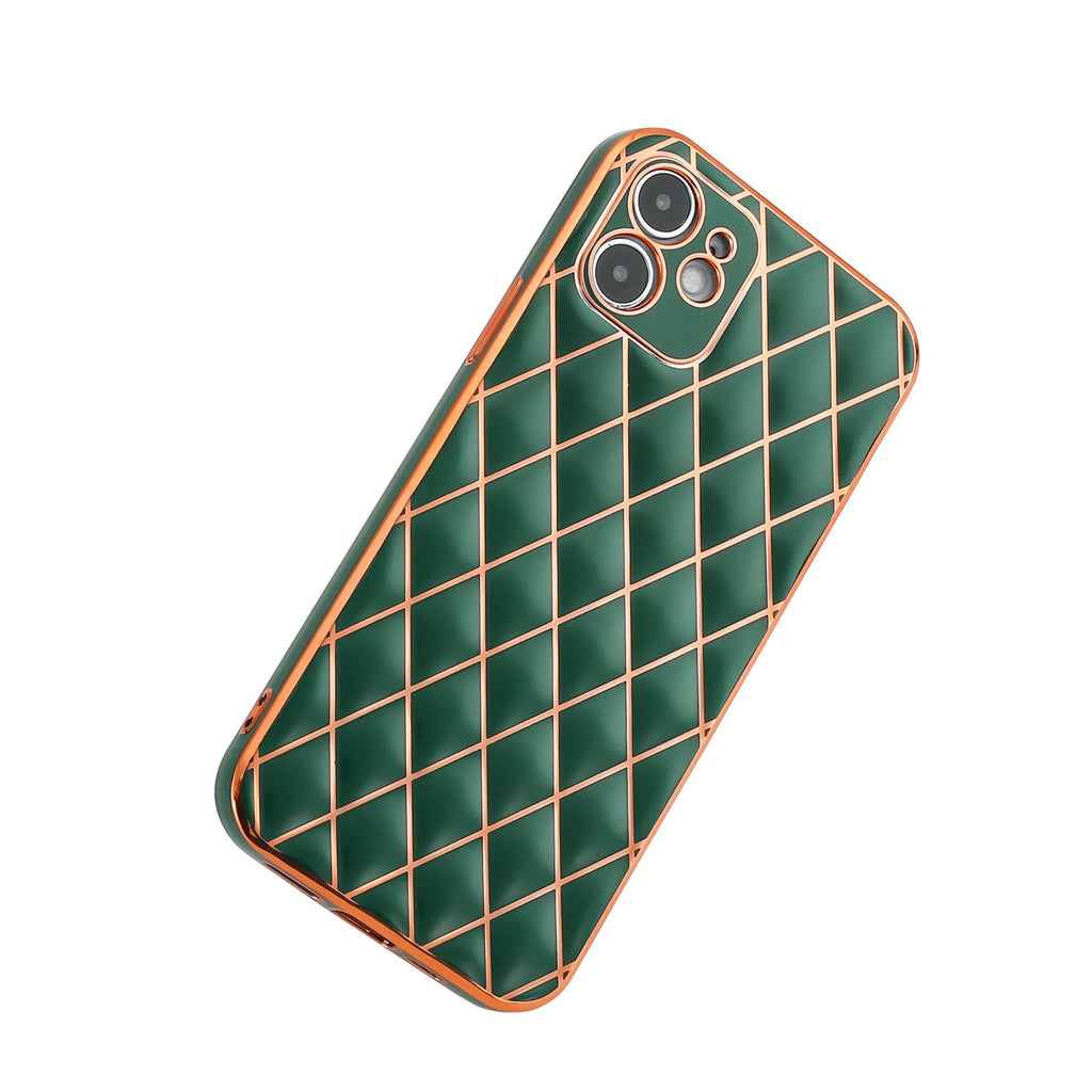 Electroplated diamond pattern TPU phone case for Apple iPhone in black, back cover style