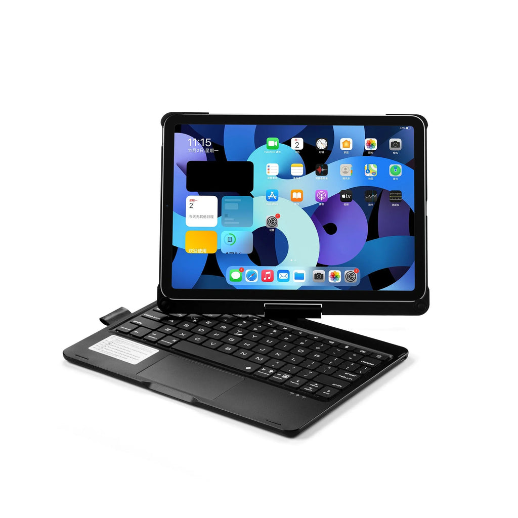 360-degree rotating Bluetooth keyboard with touch backlight for iPad tablets in black silver rose gold