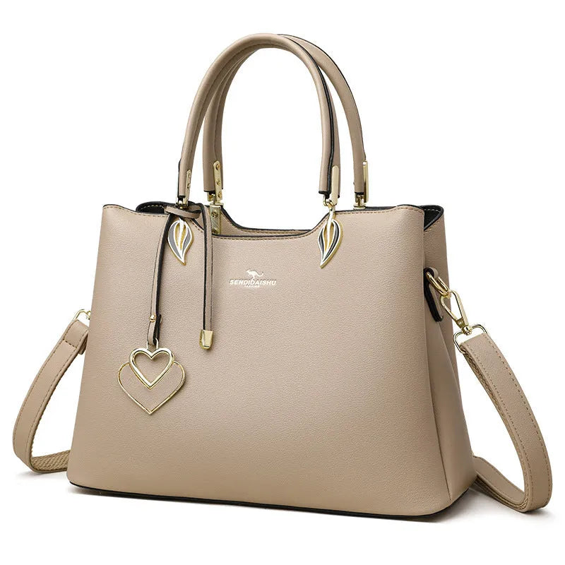 Women's PU leather messenger bag with multi-layer shoulder strap in various colour options