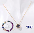 Natural stone beaded necklace and bracelet jewellery set showing coordinating design with authentic stone beads