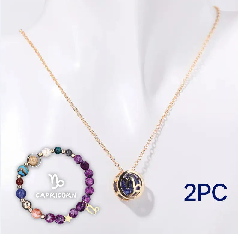 Natural stone beaded necklace and bracelet jewellery set showing coordinating design with authentic stone beads