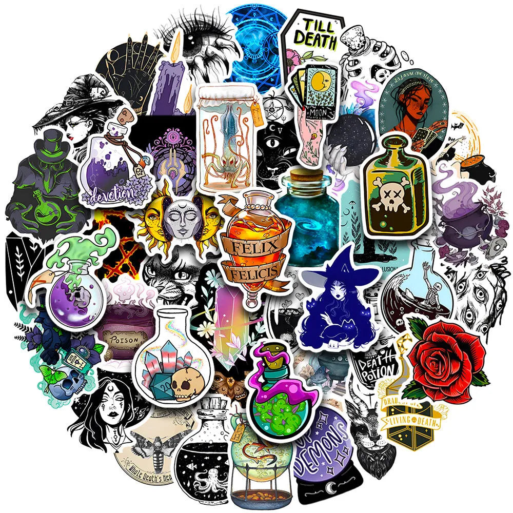 Waterproof PVC stickers 50 pack with glossy finish for laptop skateboard personalisation