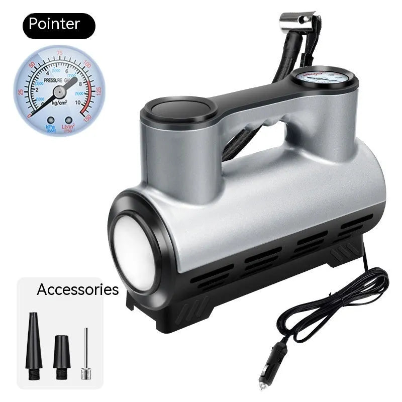 12V portable car air pump with pressure gauge and lighting function for tyre inflation