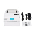 White Bluetooth thermal label printer with compact design for heat-sensitive labels