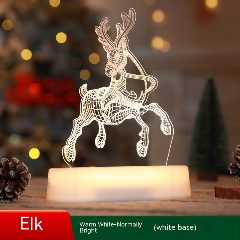 Acrylic Christmas LED night light with 3D holiday designs