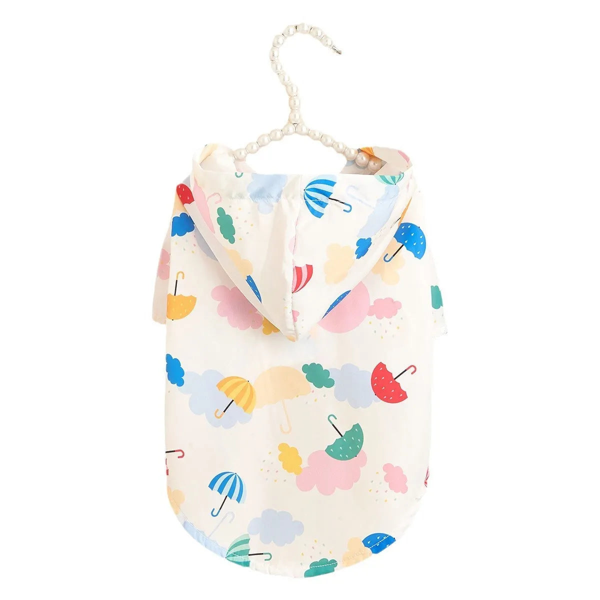 Colourful cartoon umbrella pattern dog raincoat in polyester material for wet weather protection