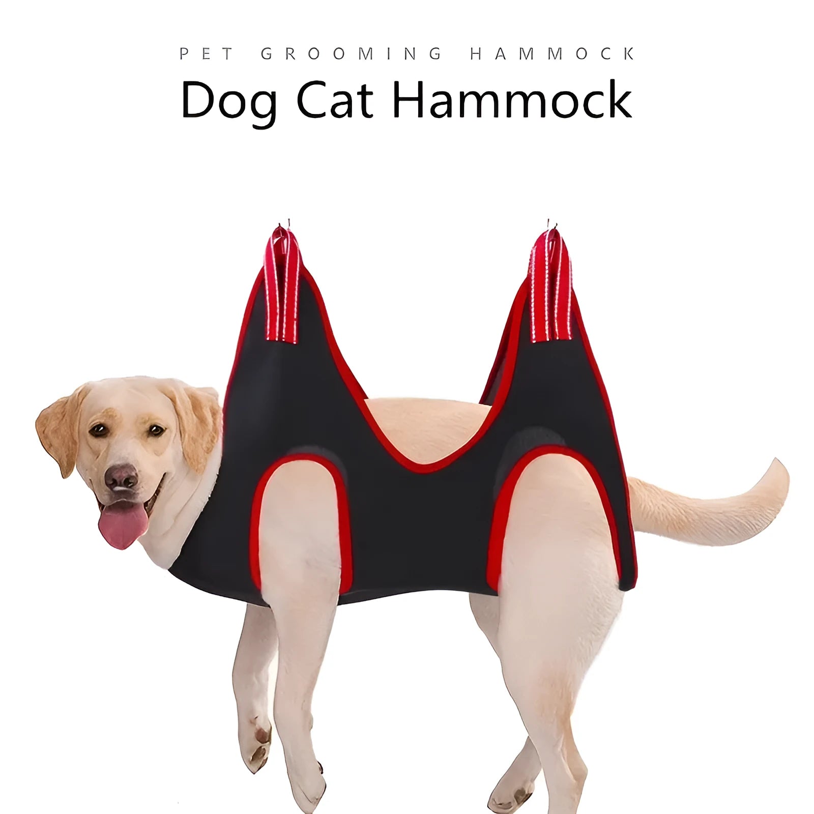 Pet grooming hammock with hanging restraint system for cat nail trimming and bath procedures