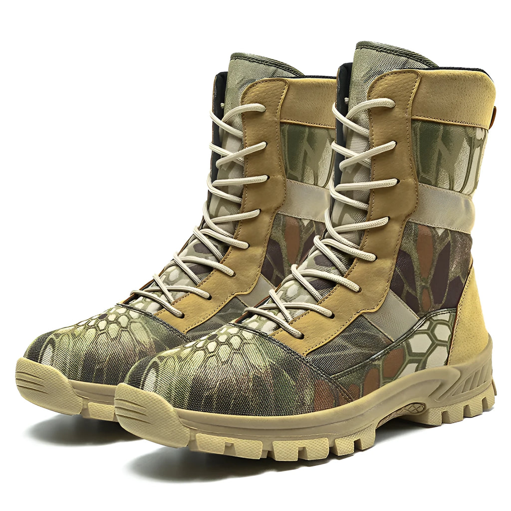 Men's black and camouflage high-top mesh Martin boots shown in sizes 39 to 46.