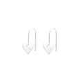 Silver coloured heart-shaped earrings with three-dimensional glossy finish and Korean style design