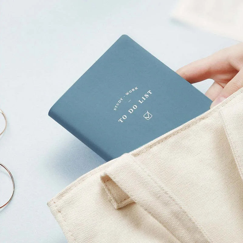 Simple Style portable todo list notebook in blue, green, pink, or yellow PU cover, showing 96 pages of eye protection paper.