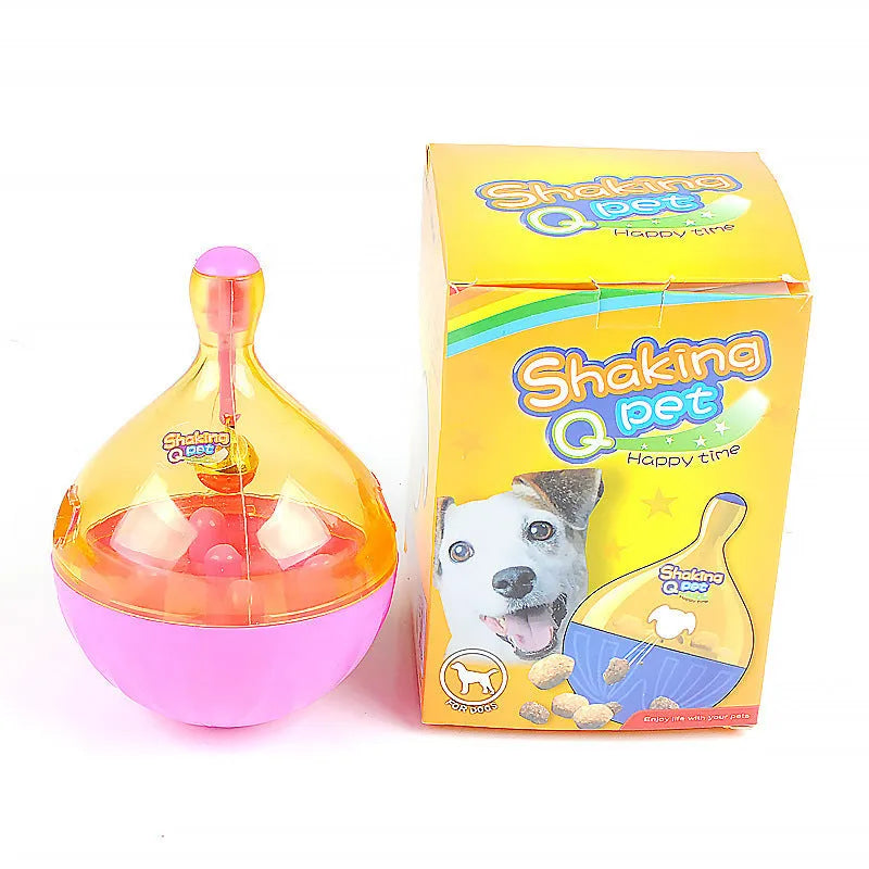 Blue Tumbler Food Leaker dog toy ball with bell for small and medium dogs