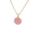 Gold plated bottle cap pendant on a copper chain necklace in multiple colour options.